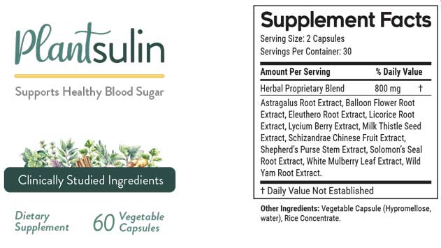 Plantsulin Supplement Facts