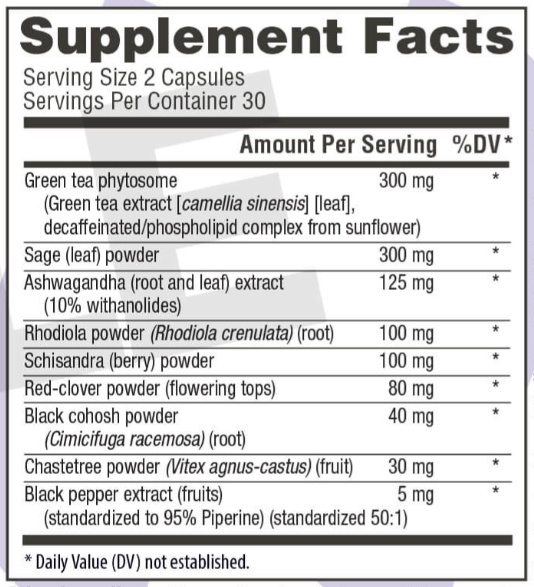 WellMe MenoRescue Supplement Facts